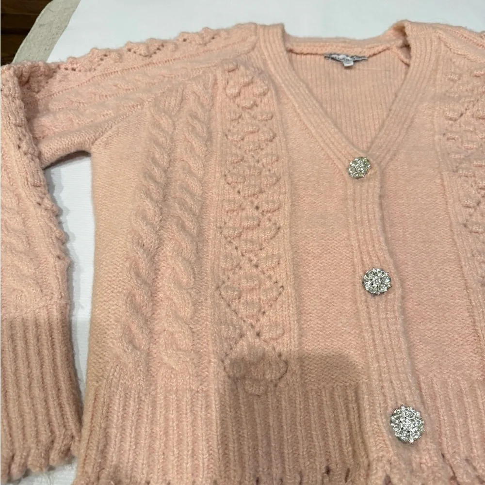 See and be seen Beautiful Wool Acryloc Rhinestone Button-Up Cardigan - Picture 9 of 13